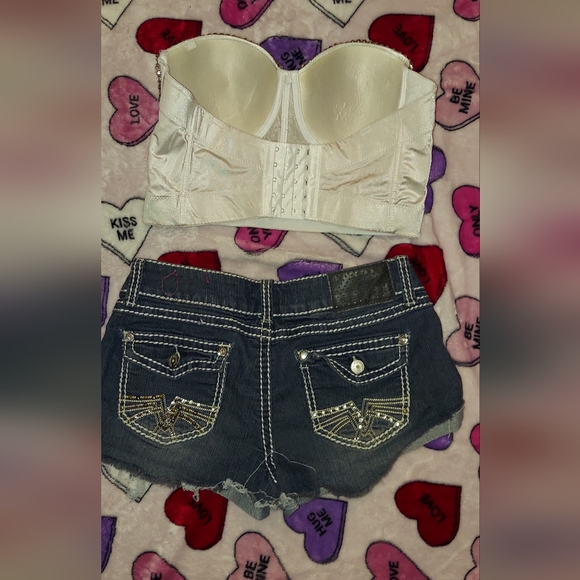 White Rhinestone Corset Bustier Top - Picture 12 of 15